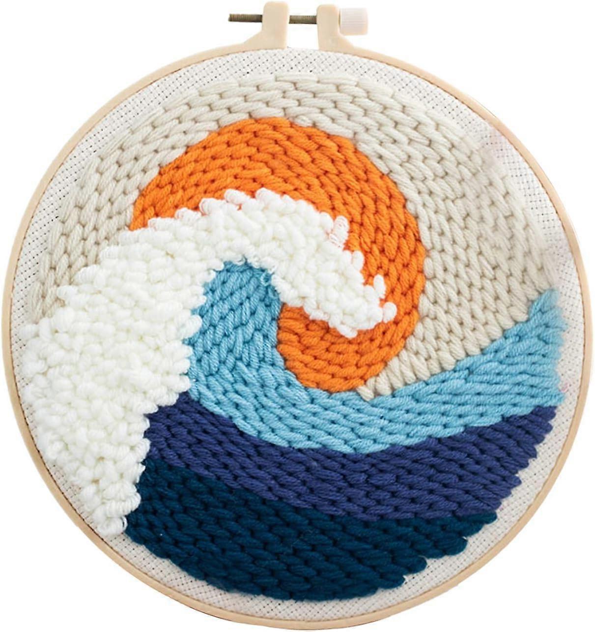 DIY Embroidery Kit Handmade Embroidery Punch Needle with Instructions and Embroidery Frame Pattern for Adults