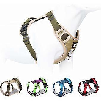 Arnês para Cães Cães Médios Anti Puxar Arnês de Peito Sem Puxar Arnês de Segurança para Cães Arnês Táticos para Cães Grandes Cães Refletivos Ajustáveis Khaki M