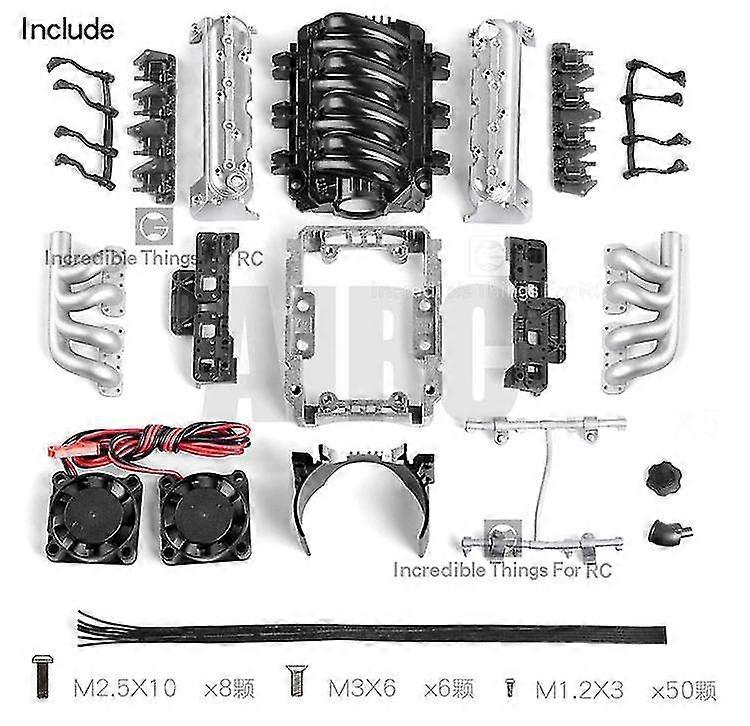 1pcs Ls7 V8 Simulate Radiator Cooling Fan Electric Engine Motor For 1:10 Rc Car Axial Scx10 90046 Trx4 Redcat Ls7 V8 Engine