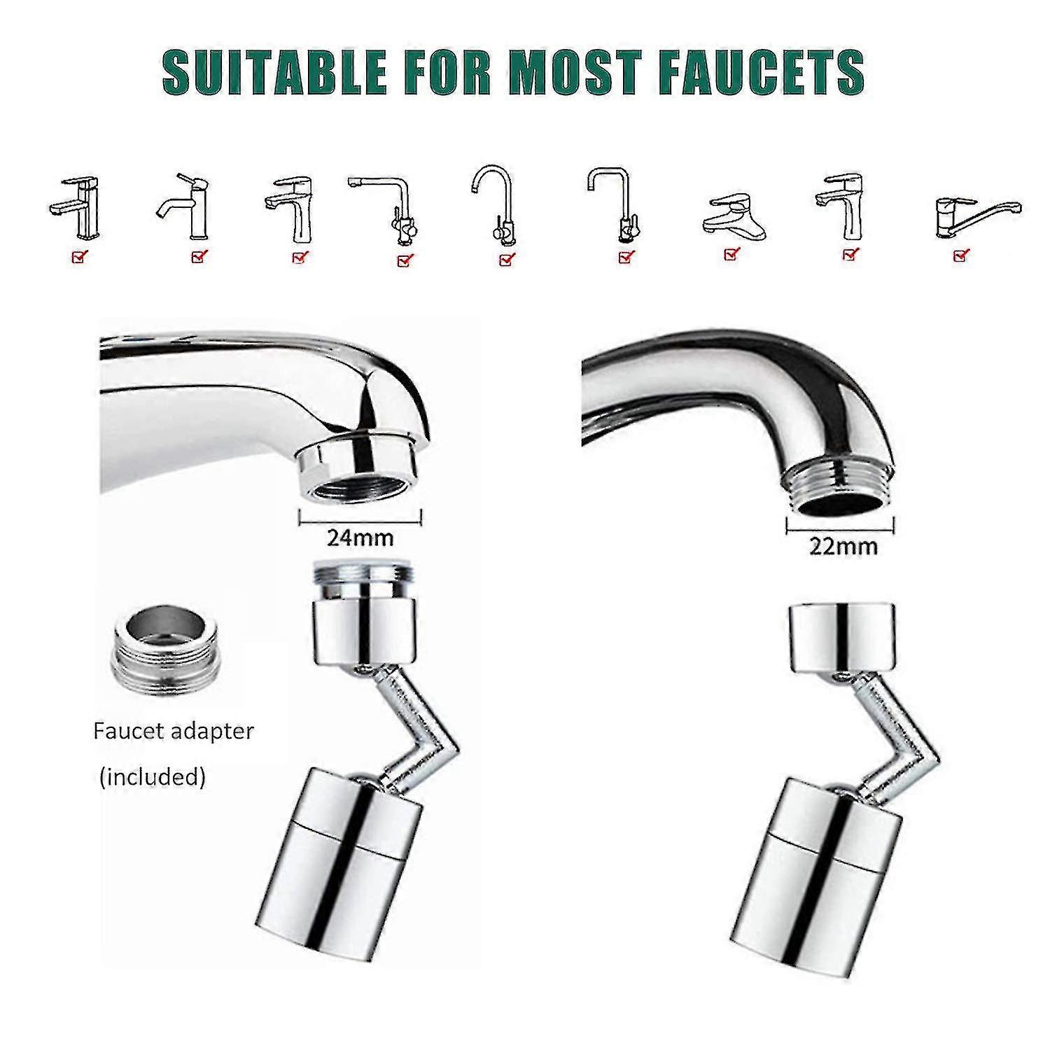 Universal Non-splashing Filter Faucet 720 Rotating Faucet Aerators Extender Sprayer Head