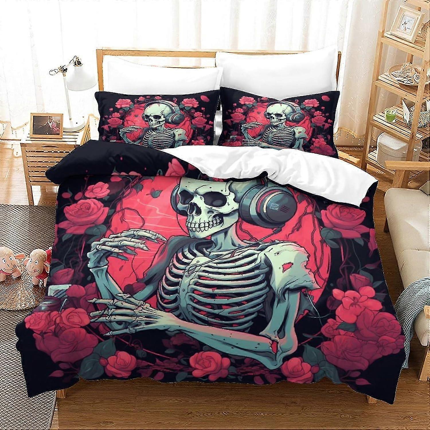 o3113 Bed Sheets Human Skeleton Duvet Cover Soft Microfiber Bedding Set, 3D Print Game Controller Duvet Quilt Cover&Pillowcase, With Zipper Closure, f