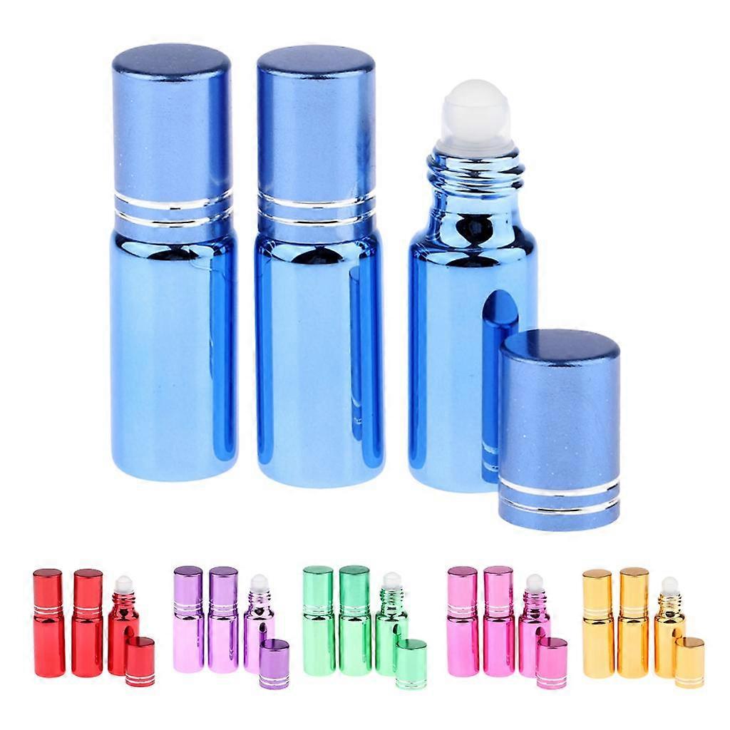 2x 3Pcs Empty Roll on Bottles 5ml UV Protection Glass Roller Bottles Containers Vials for Perfume Essential Oils Lip Gloss