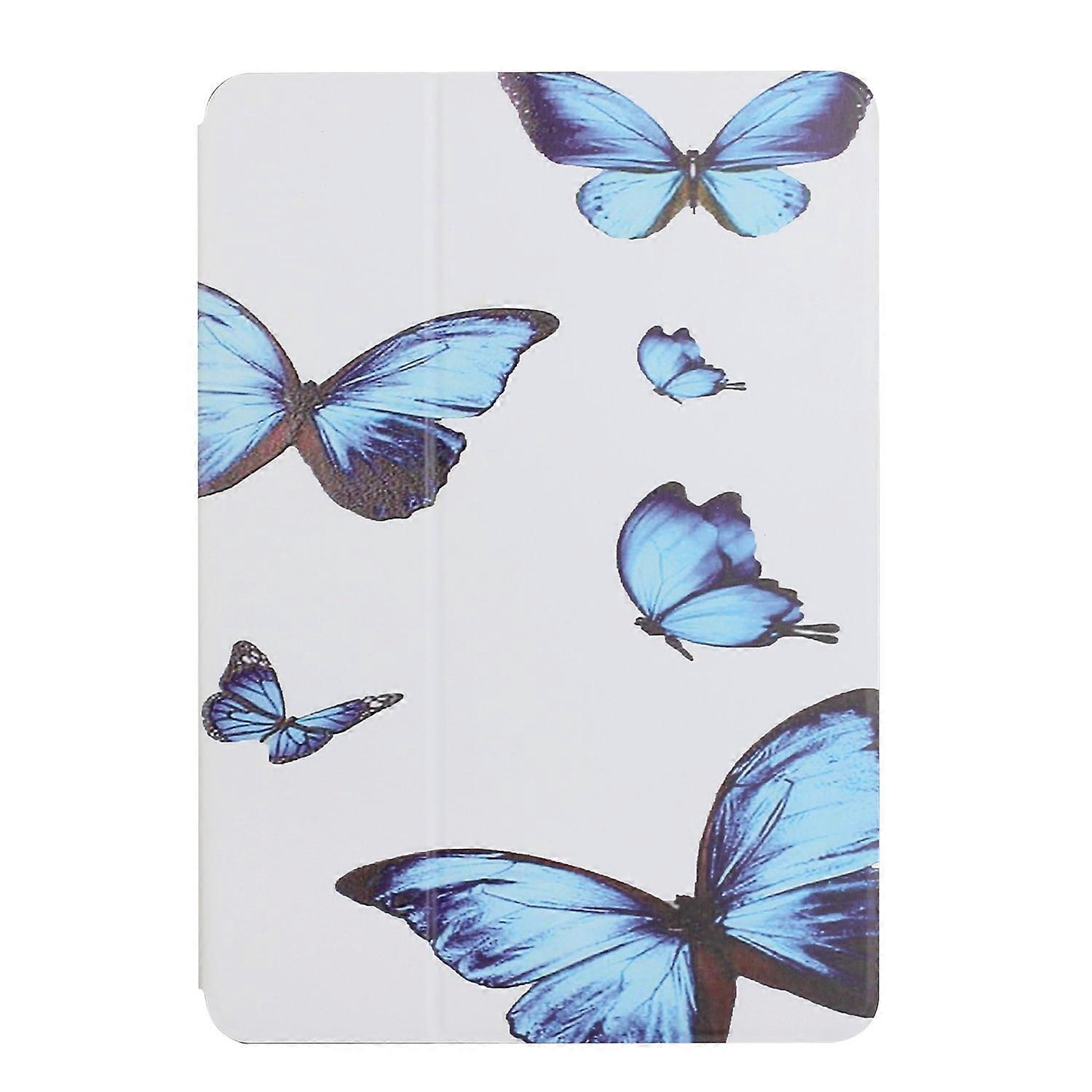 Tablet Case For Lenovo Tab M10 X606 Dual-folding Coloured Drawing Voltage Horizontal Flip PU Leather Case with Holder(Butterfly)