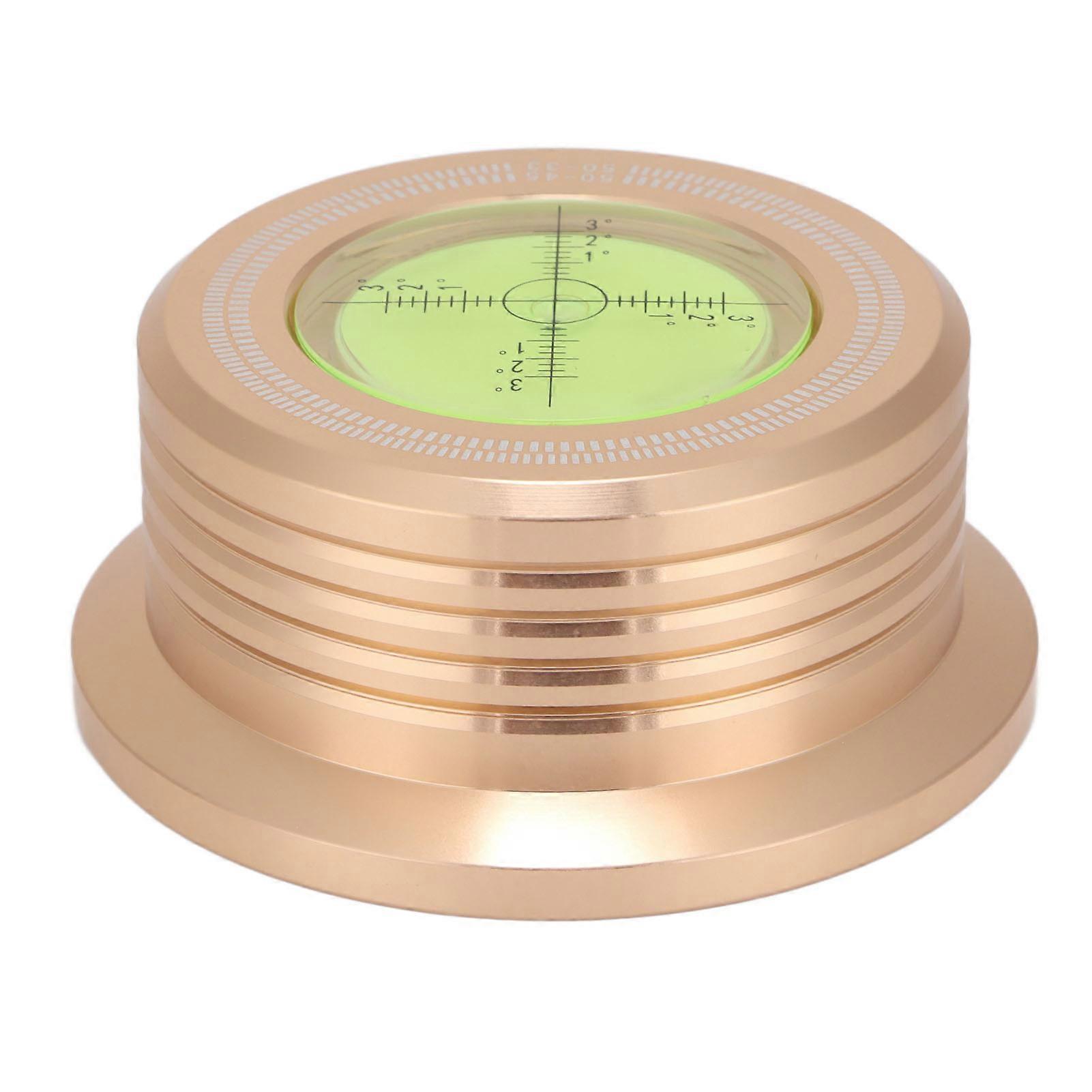 Turntable Stabilizer 50Hz Record Clamp Record Weight Stabilizer with Bubble Level Speed Detection for Vinyl Record PlayerGold