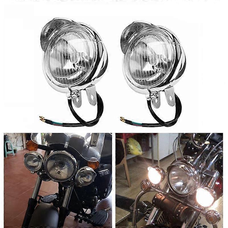 12v Universal Chrome Color ABS Motorcycle Light Fog Lights Headlight Motorcycle LED Lamp Headlight Faro Moto Accessories