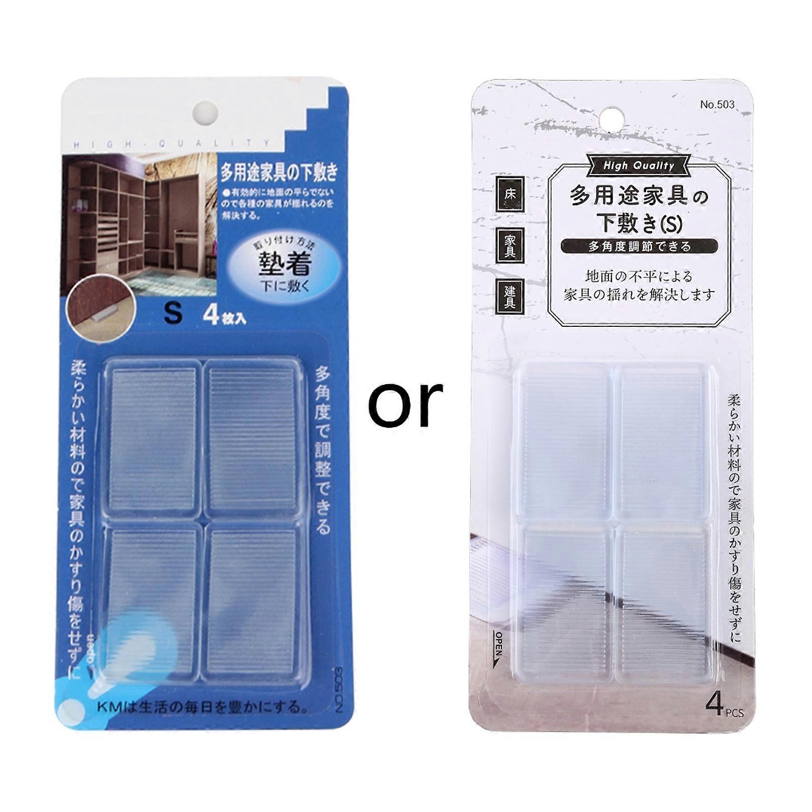 4 Pcs Rubbery Clear Table Shims Level Wedges for Home Improvement Transparent