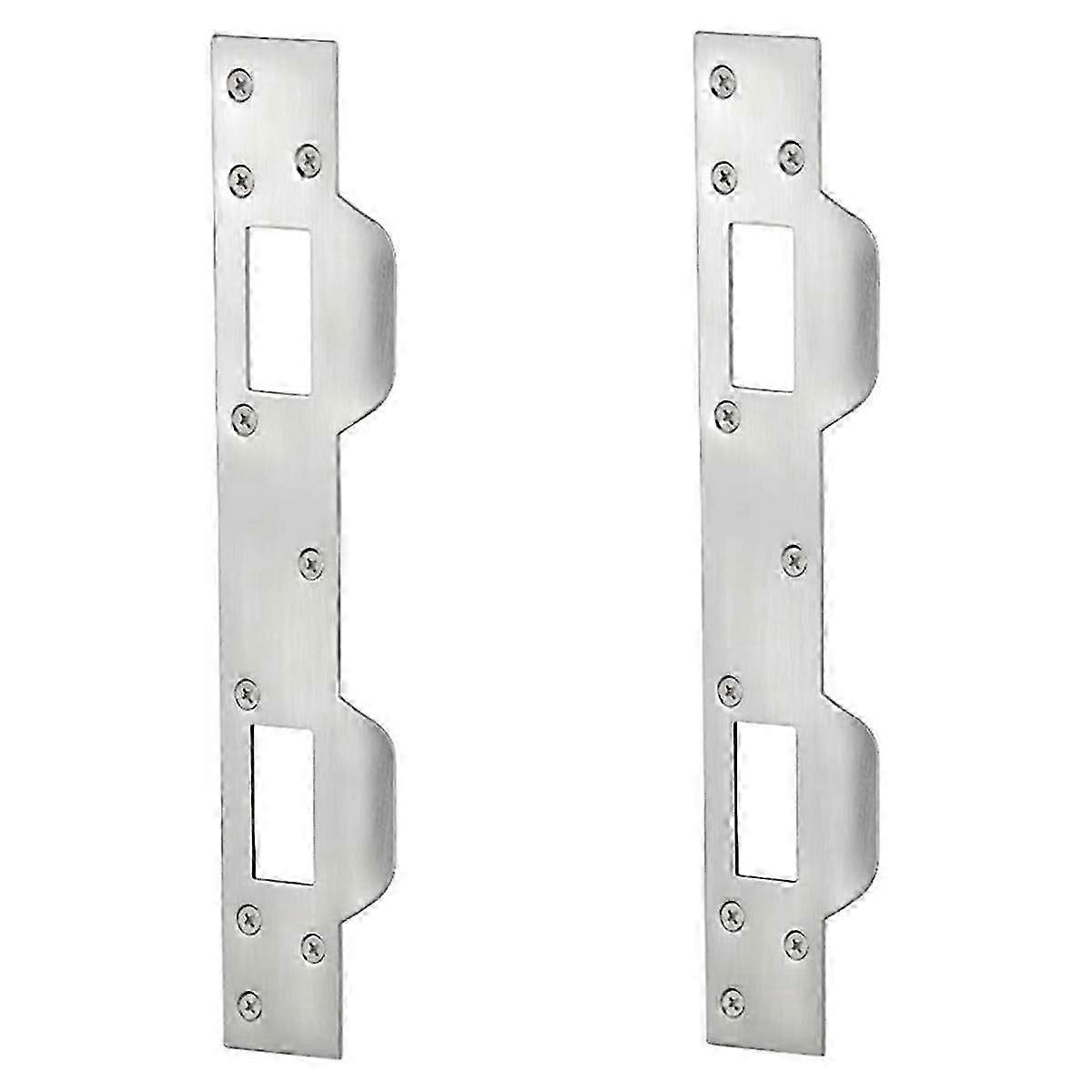 Door Strike Plate Double Holes, Heavy-duty Latch Reinforcement Plate For Door Handle And Deadbolt (2pcs, Silver)