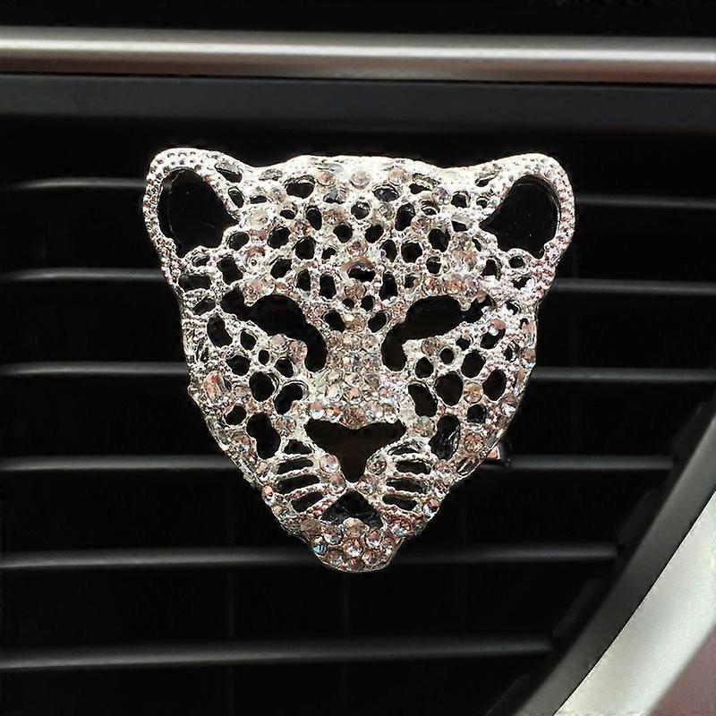 Decorative Essential Oil Diffuser for Car Air Vent Cross Shape Rhinestone Leopard Head