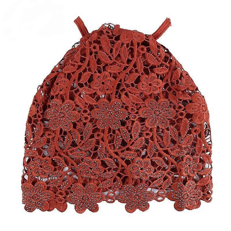 Spring Summer Hats For Women Lace Hollowed Crochet Flower Thin Beanies Skullies Ladies Headgear Turban Hat
