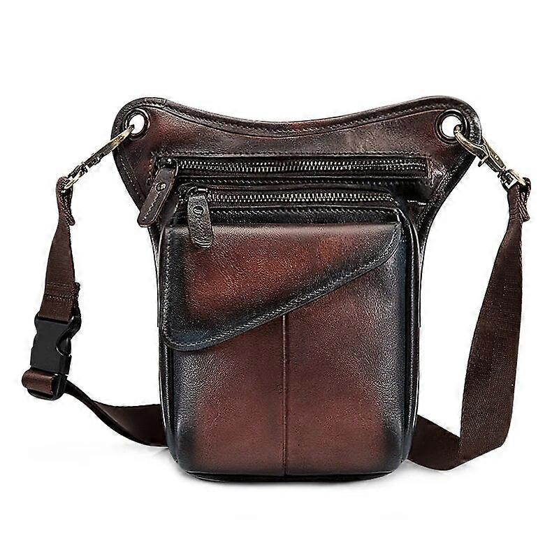 Valódi bőr férfi multifunkciós design alkalmi heveder váll Messenger táska divat utazási derékszíj csomag csepp lábtáska 211-3-g
