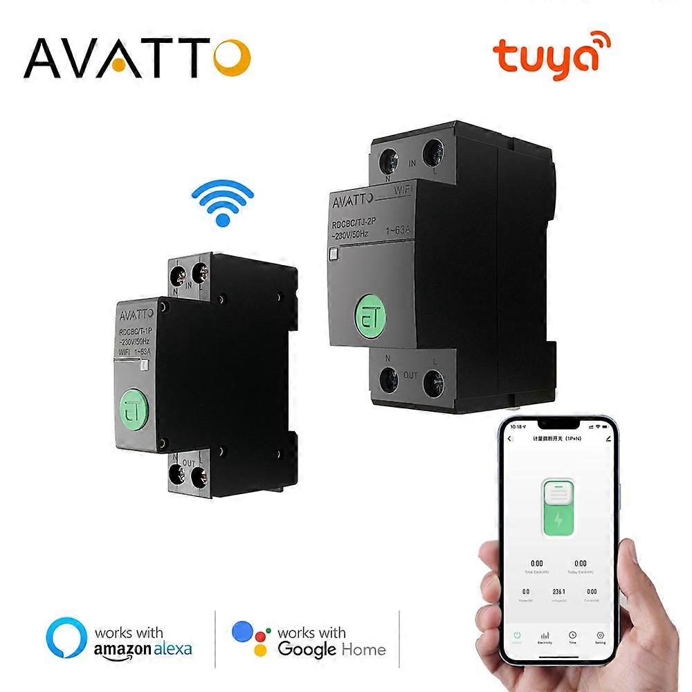 AVATTO WiFi Circuit Breaker,Tuya Smart Timer Switch with Energy Meter Power Consumption Monitor,Work for Alexa Google Home Alice