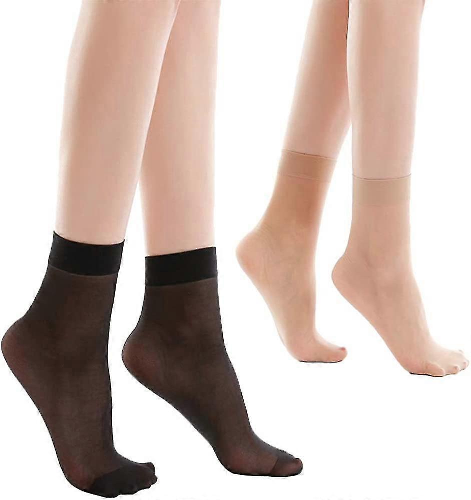 10 Pack Women's Nylon Socks Ankle High Sheer Sock Tw