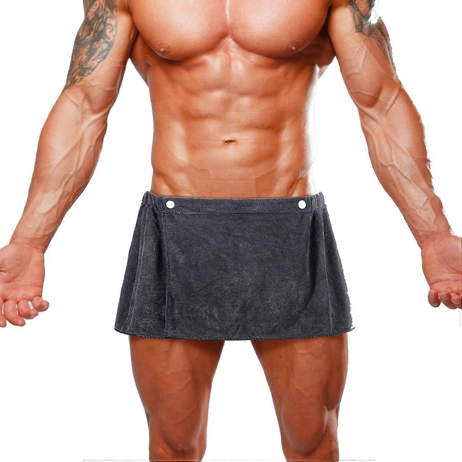 Men Boys Soft Wearable Bath Towel Short Pants Adjustable Towel Blanket with Snap Closure