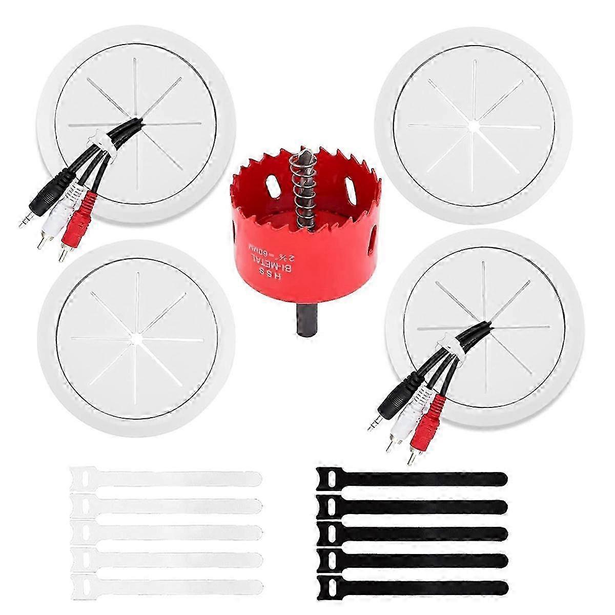 4 Pack Wire For Mounted Tv, 2-3/8 Inch (60mm Hole) Tv Wire , Cable Kit