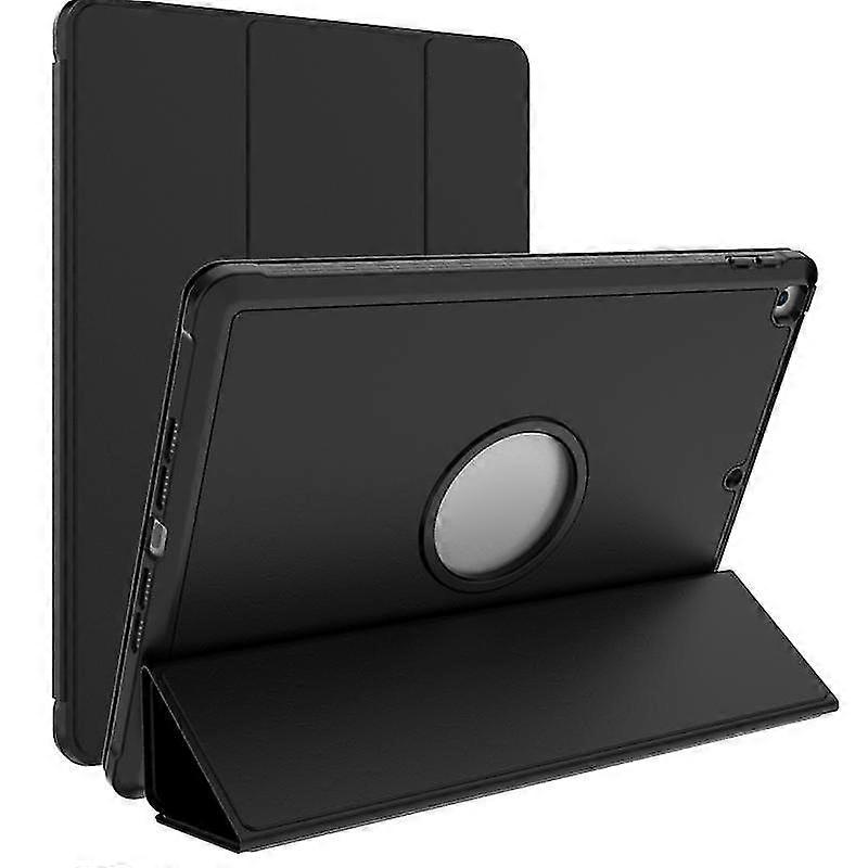 لجهاز iPad 10.2 2021 / 2020 / 2019 غطاء جلد أفقي مقاوم للصدمات TPU + Pu مع حامل قابل للطي وفتحة قلم (أسود)
