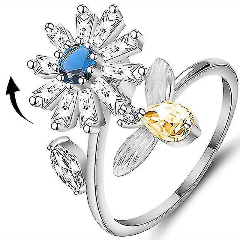 Personalized Wild Rotatable Flower Zircon Ring