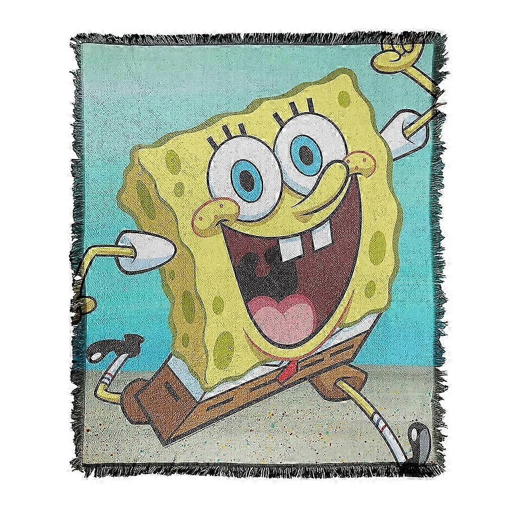 t1022 Blanket Spongebob Blanket, x Spongebob Character Cropped Woven Tapestry Cotton Blend Fringed Throw Blankets Blanket bn1022