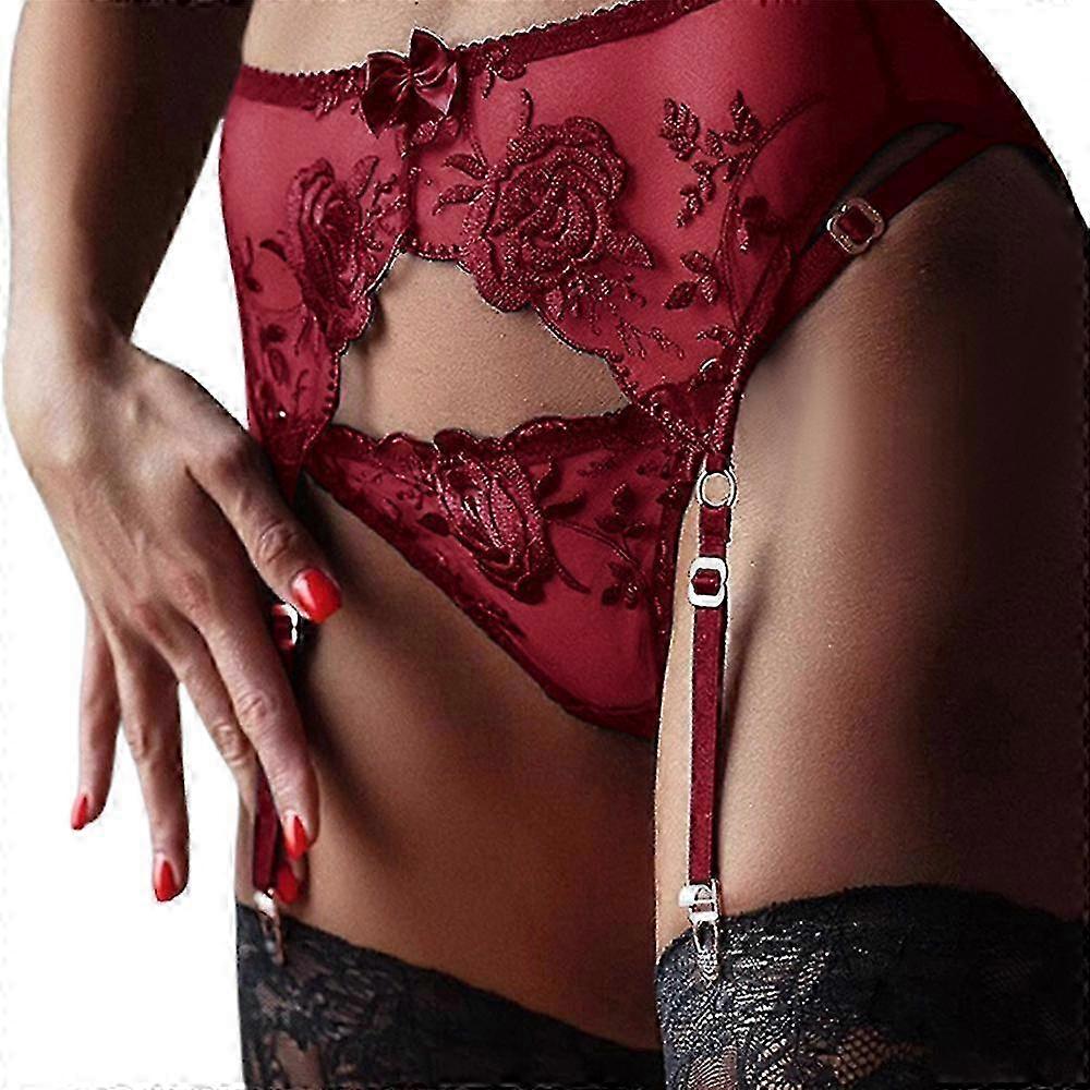 المرأة الأزهار الشفاف الملابس الداخلية الرباط حزام + الشفاف G-سلسلة ثونغ الملابس الداخلية مثير كيت