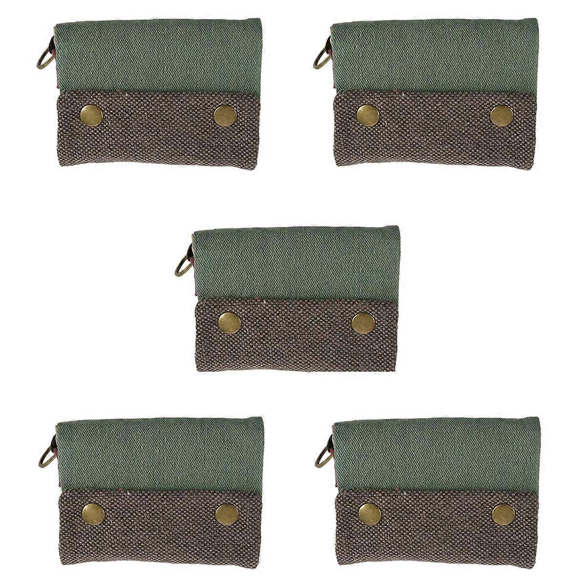 5X Unisex Men Women'S Three Layer Folded Manual Canvas Wallet Bag with Multi Card Holder,Multifunct