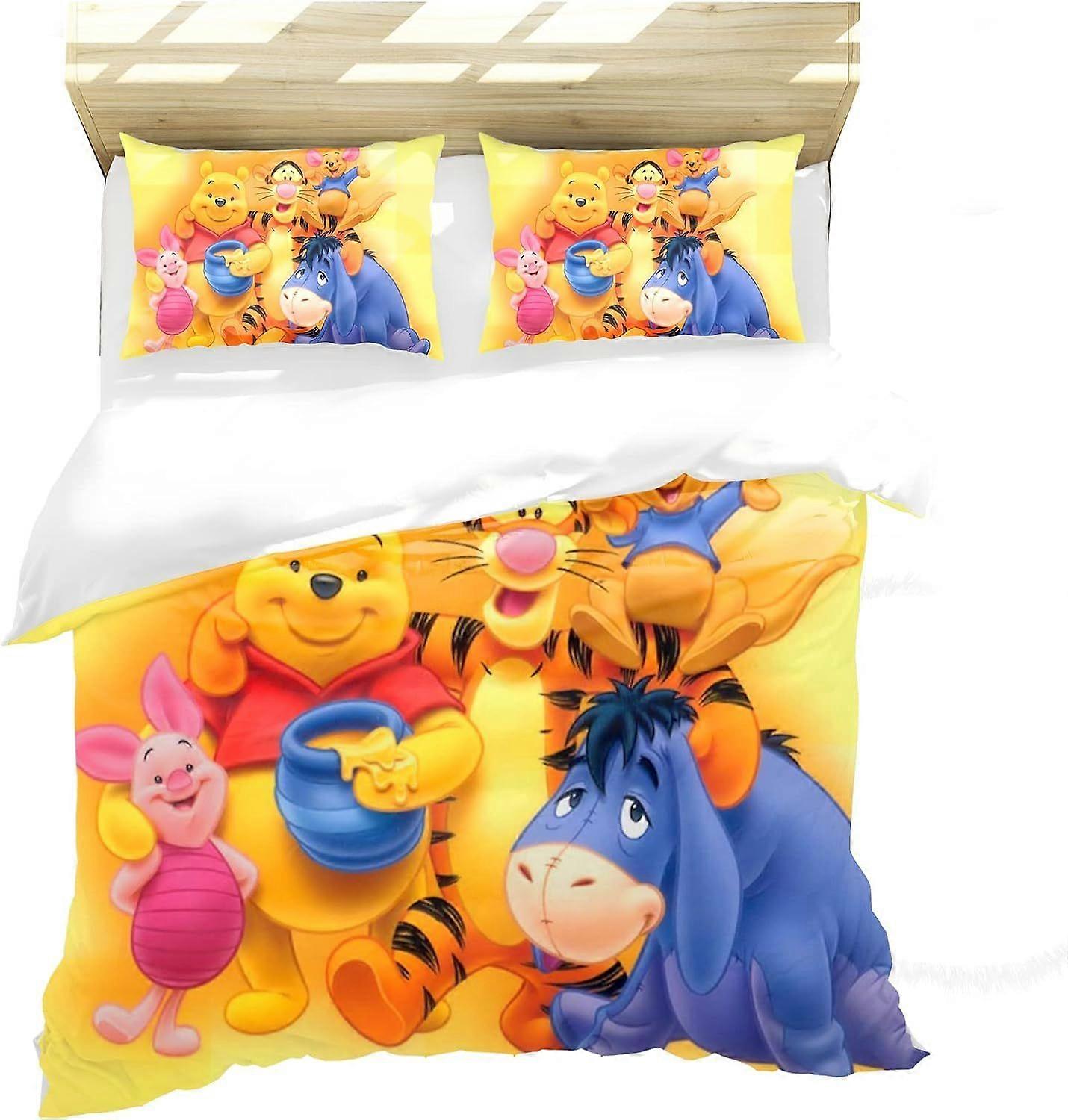 Children's Bedding Set, Winnie the Pooh Design, Zipper Closure, Reversible Duvet Cover with Pillowcase