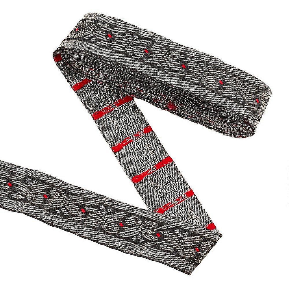 Ethnic Style Embroidery Polyester Ribbons Floral Pattern Black 1-3/8 inch(34mm) about 7.66 Yards(7m)/Roll