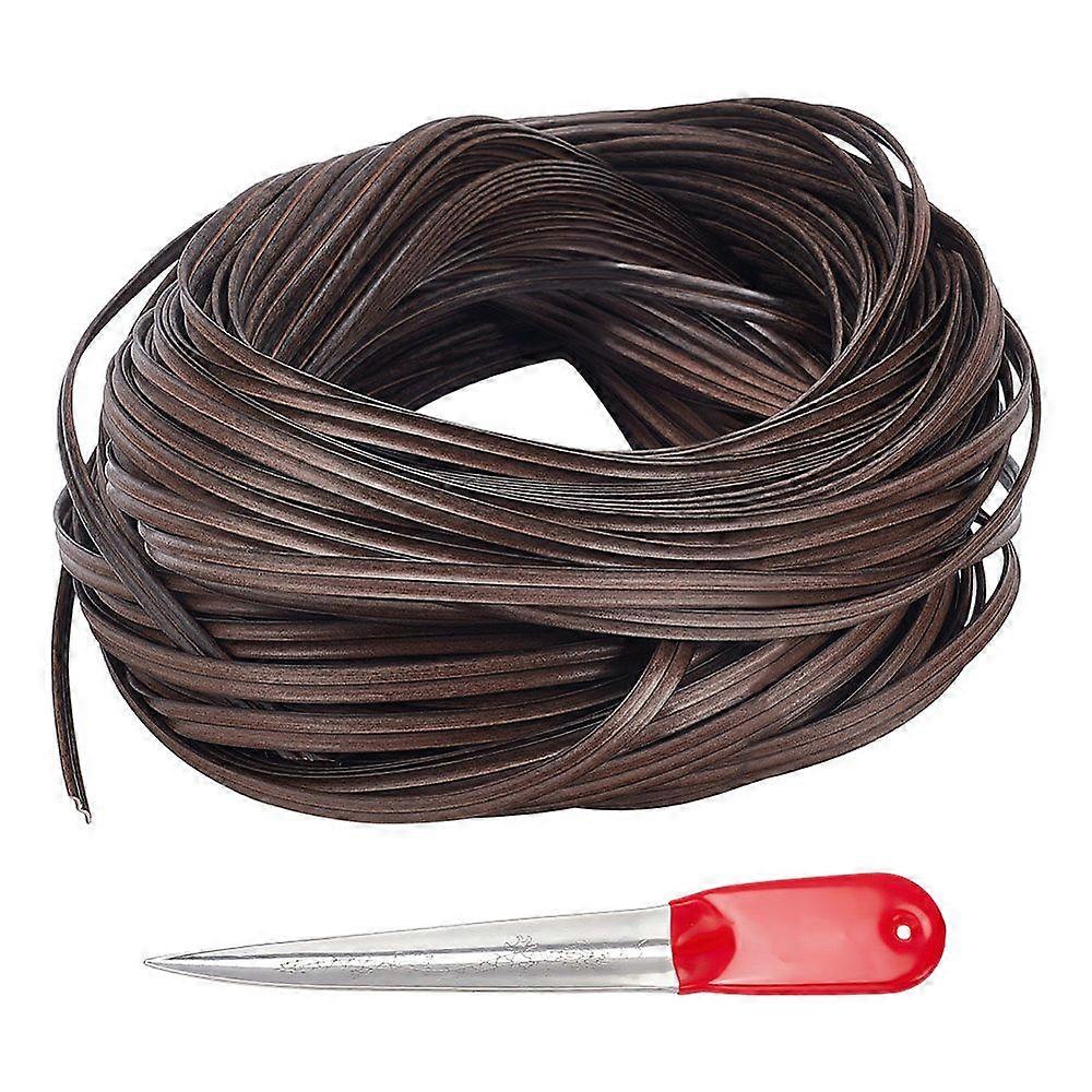 1Pc 420 Stainless Steel Woven Rattan Tools for Sweater Basket Knitting with 1 Bundle Plastic Imitation Rattan Wicker Strips Mixed Color Tool: 10.9x2.9