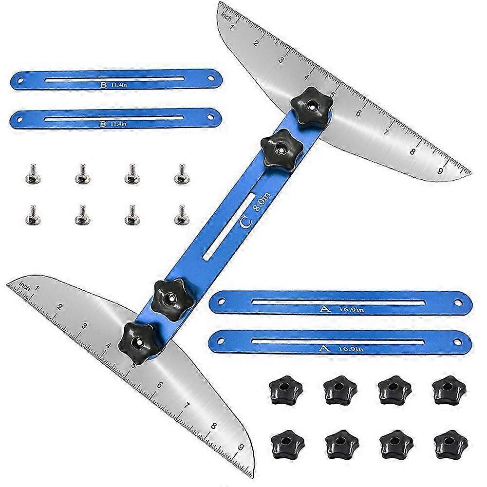 Stair Tread Template Tool Zinc Plated Steel Stair Tread Gauge with Scale Stair Measuring Tool Compa