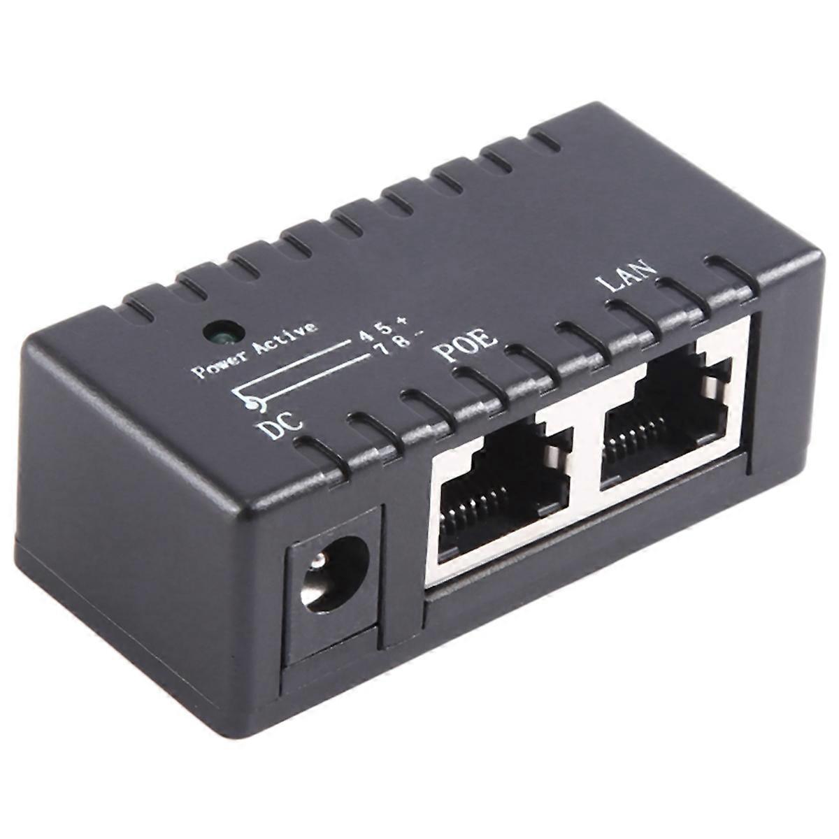 Poe Splitter Poe Injector Rj45 Dc 5.5Mm x 2.1Mm Input Passive Poe Injector Splitter Adapter Connector For Ip Network Camera(Black)
