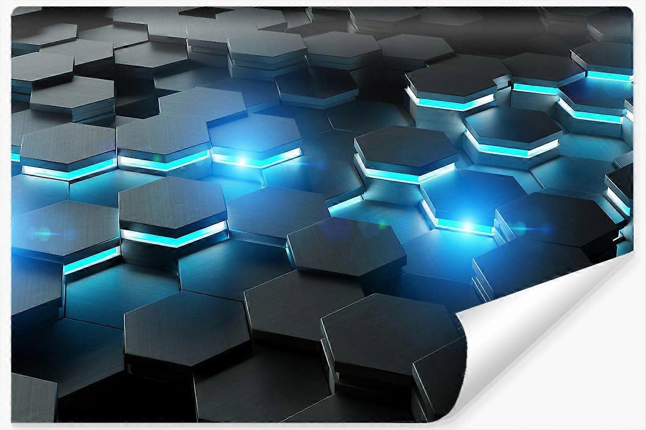 Fotomural para jóvenes Hexágonos negros efecto 3D abstracto