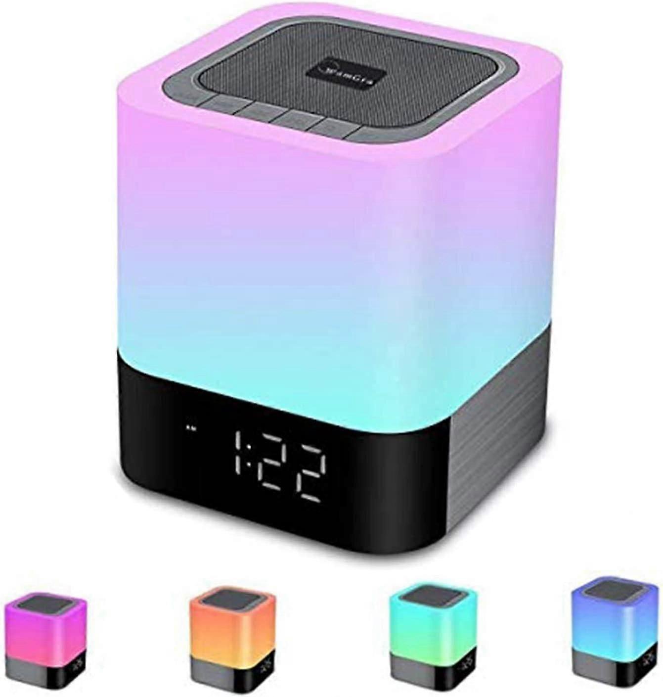 Portable Bluetooth Speaker Speaker Led Bedside Lamp With Touch Control, Color Changing Night Light Table Lamp With Alarm Clock Compatible With Bedroom