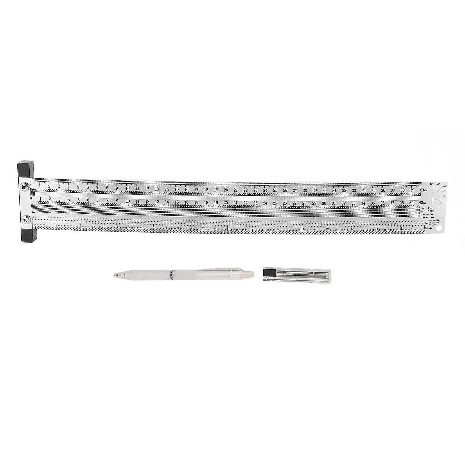 Measuring T Ruler 16 Inch High Accuracy Imperial Scriber T Square Ruler for Woodworking