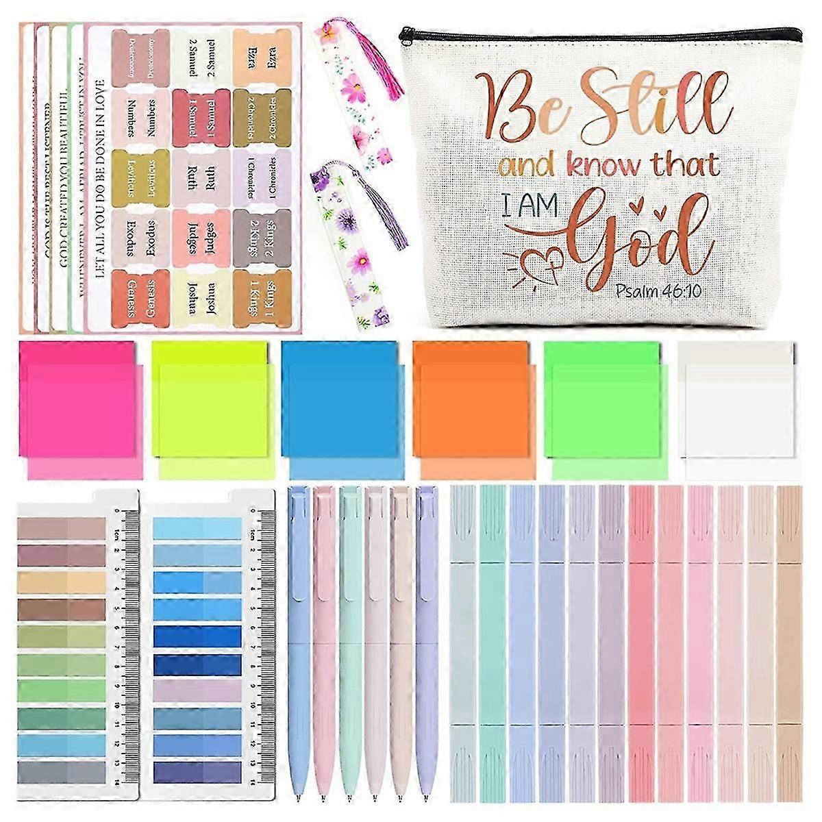 Journaling Kit Study Supplies-104 Pcs Book Annotation Kits Highlighter No Bleed Gel Pen Bible Tabs Index Tabs Bookmarks