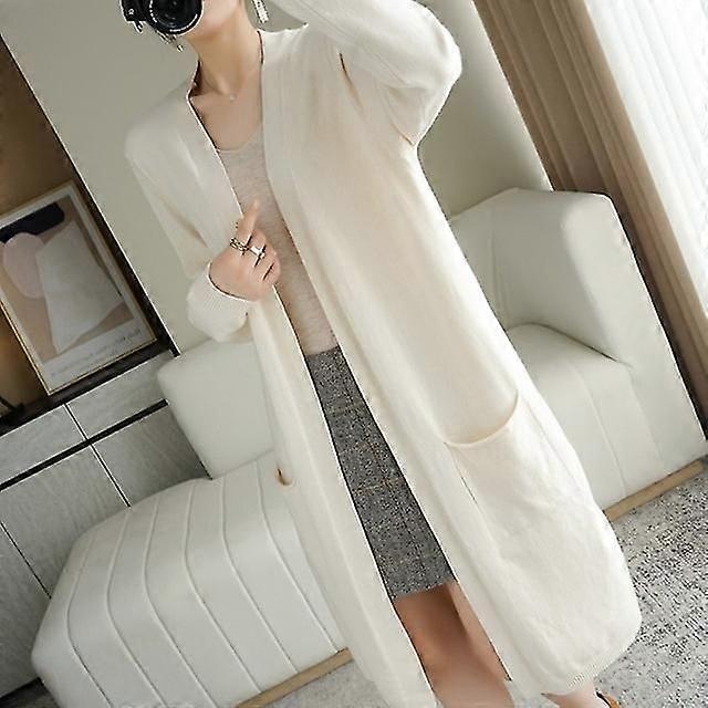 Women Cashmere Cardigans Autumn And Winter Casual Long Knitted Cardigan Women Sweater Coat V-neck Cardigans-YKY416