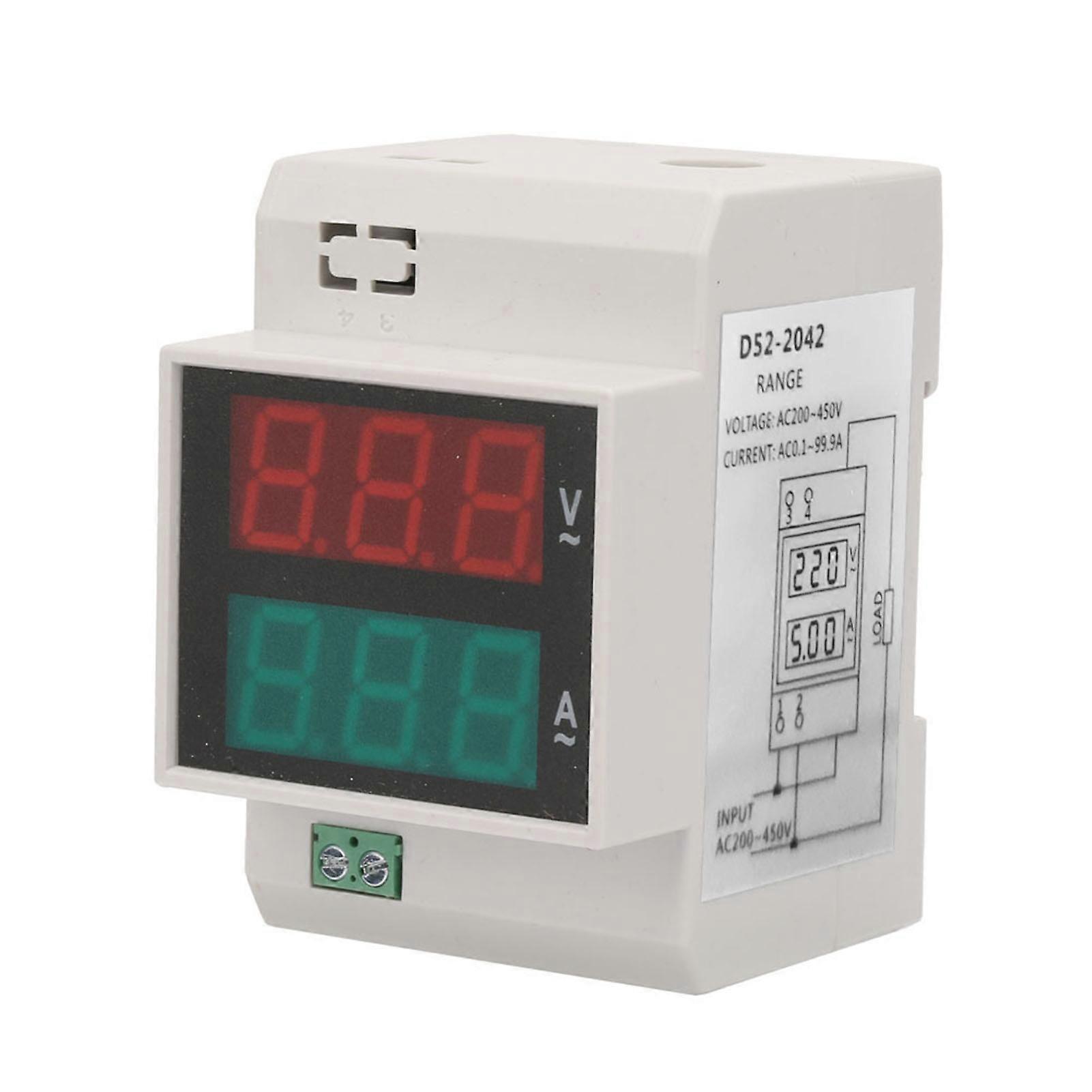 AC Double Color Dual Display Rail Voltage and Current Meter(AC 200-450V/100A)