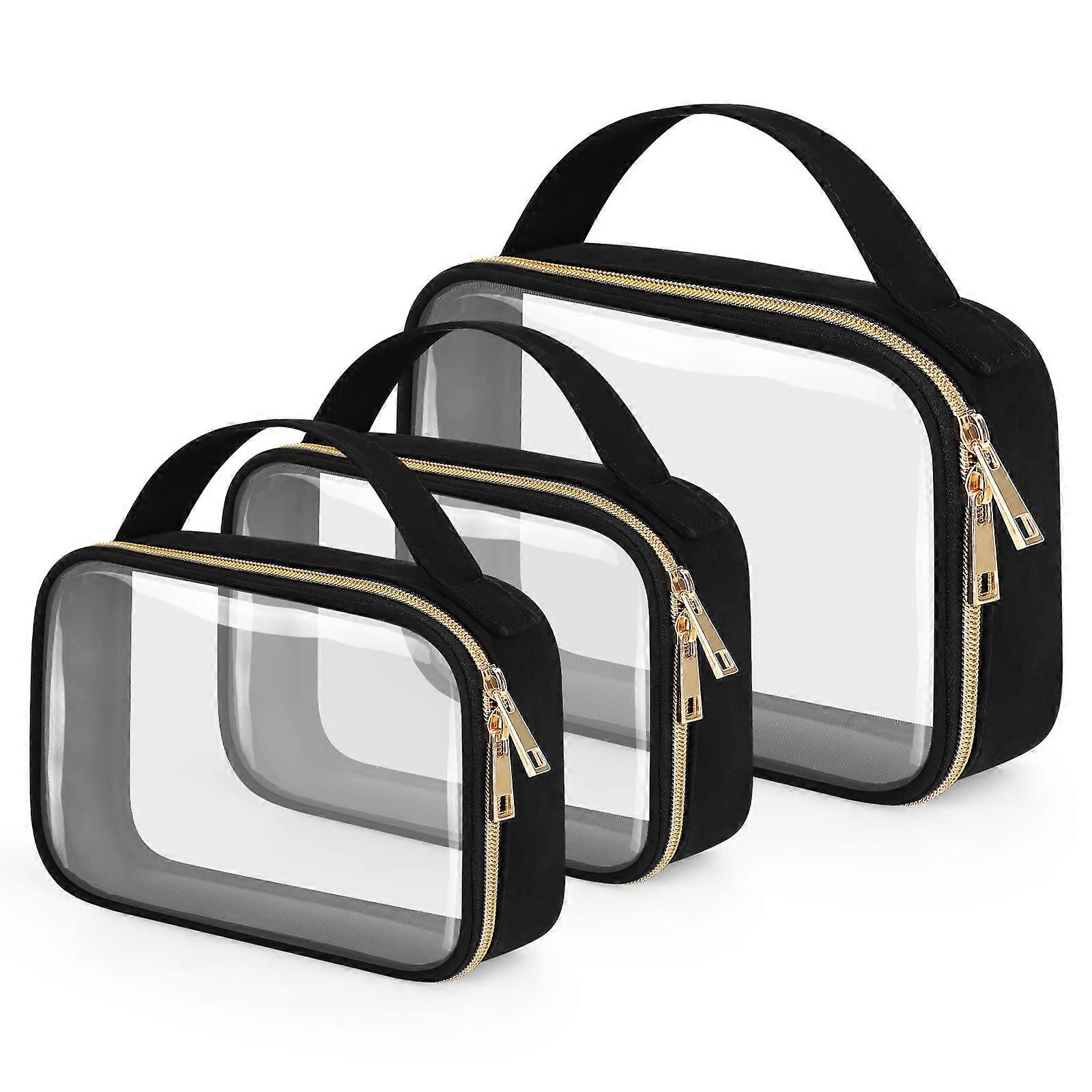 3 Pack Clear Toiletry Bags TSA Approved, Reusable Travel Organizer, Waterproof, 7x5x3 Inches, Perfect for Airport Security