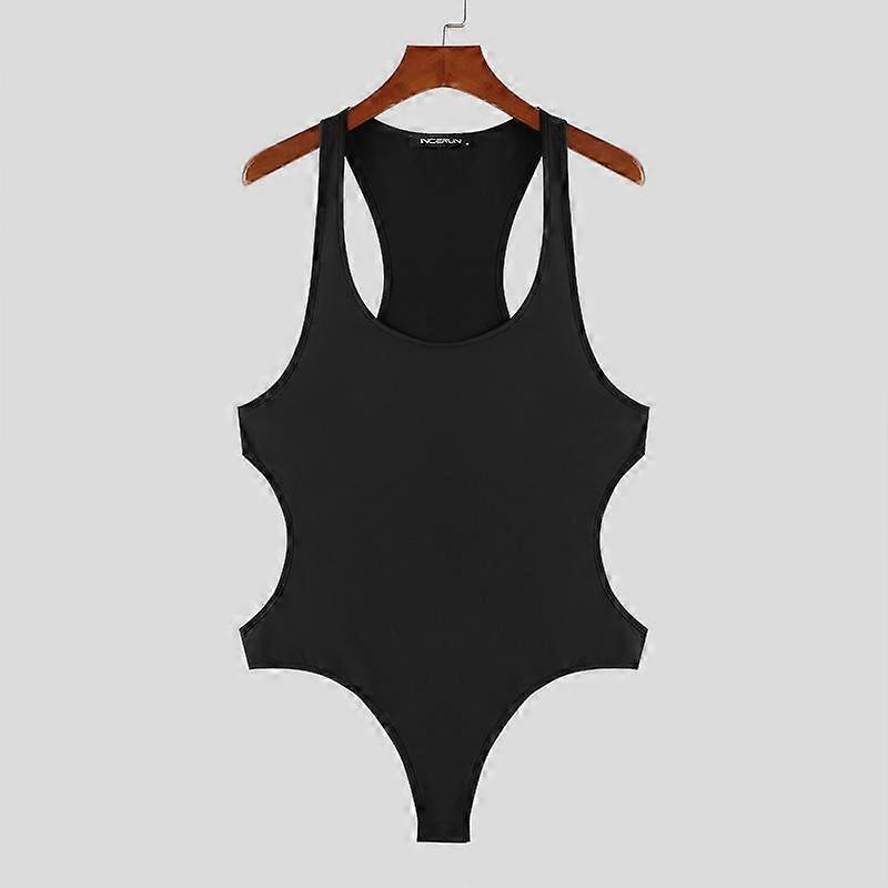 INCERUN Mens Square Neck Sleeveless Slim Fit Leotard Bodysuit Playsuits