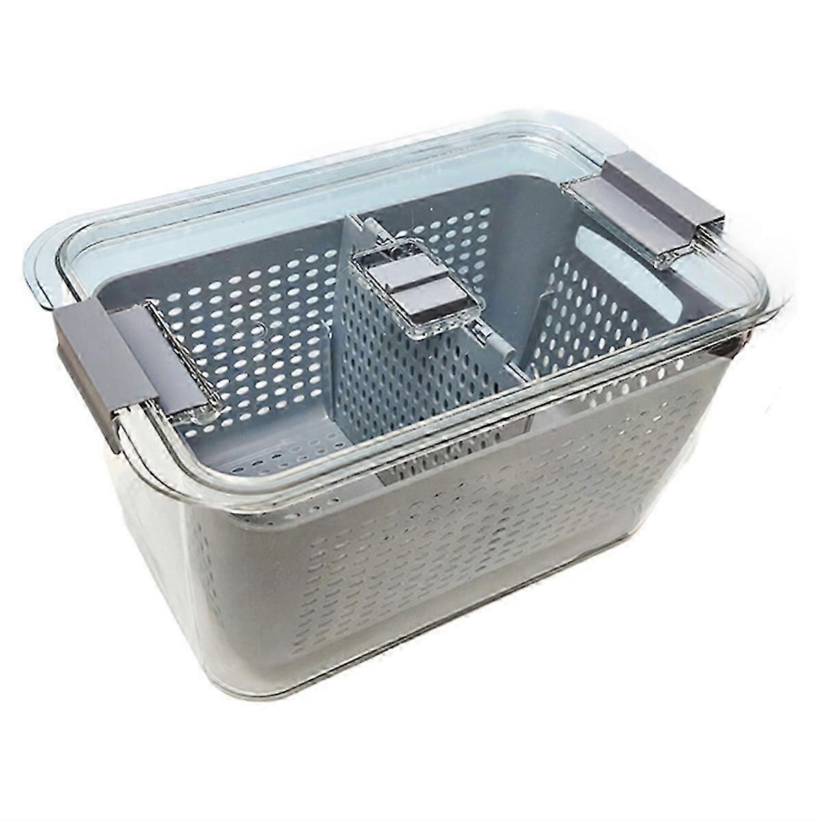 Refrigerator Preservation Box, Transparent Sealed Container suitable for Vegetables and Fruits, Food Grade with Drain Feature B