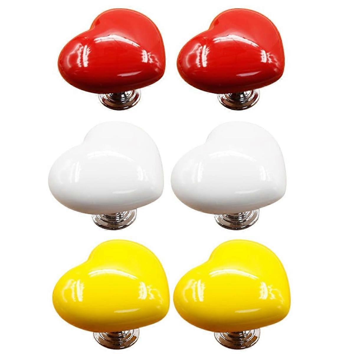 6 Pcs Heart Shape Ceramic Knobs for Cabinet and Dresser Pulls