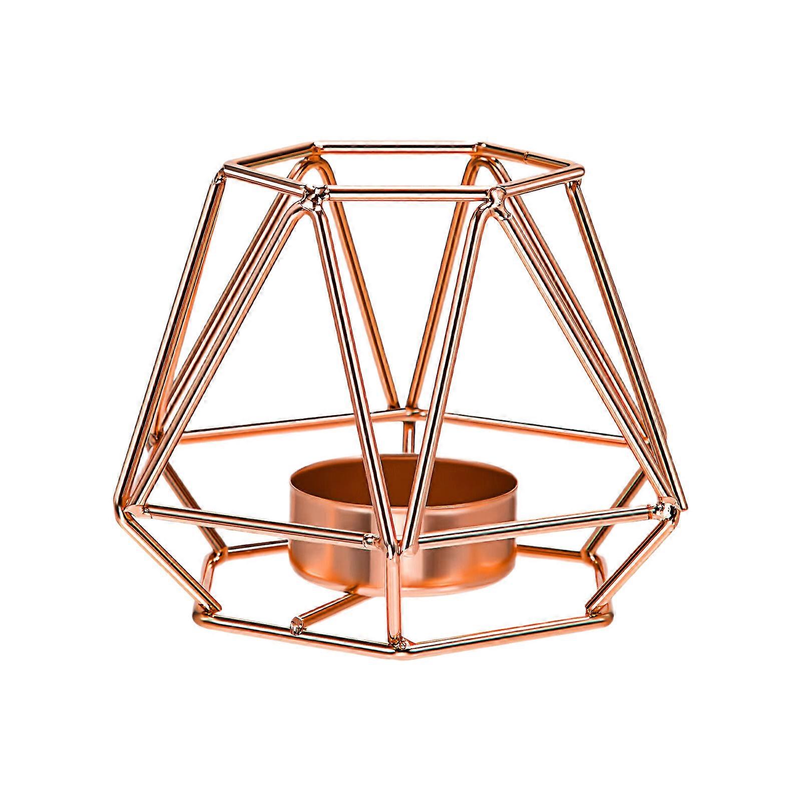 Elegant Geometric Candle Holder Tealight Display Stand For Modern Home Decoration And Gift Giving Rose Gold S