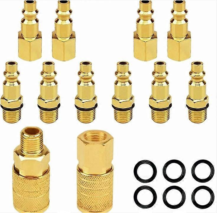 12Pcs 1/4 NPT Air Fittings and Air Plugs, Industrial D Type Quick Connect Set, Air Coupler and Air Kit, Aircraft Hose Compressor Fittings