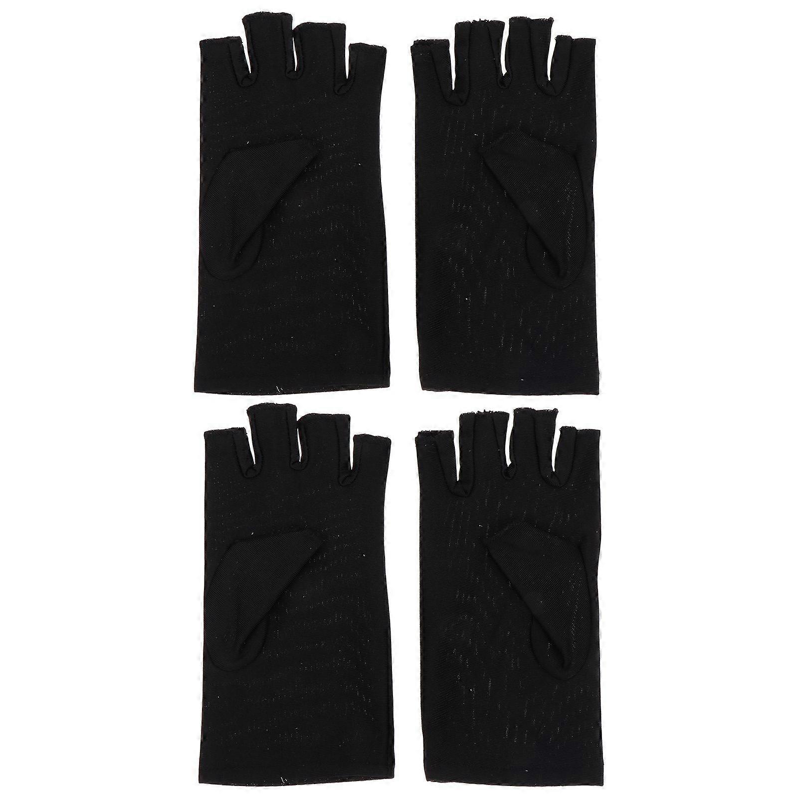2 paires de gants anti-UV de sports de plein air demi-gants de cyclisme respirants à l’aide d’un doigt
