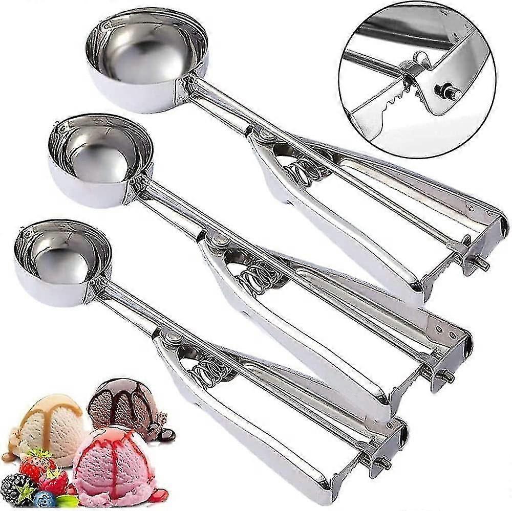 Ice Cream Scoops Set, Ice Cream Scoops Trigger, Ice Cream Scoop Stainless Steel With Trigger, Cookie Scoop Melon Baller, Stainless Steel Muffin Scoops