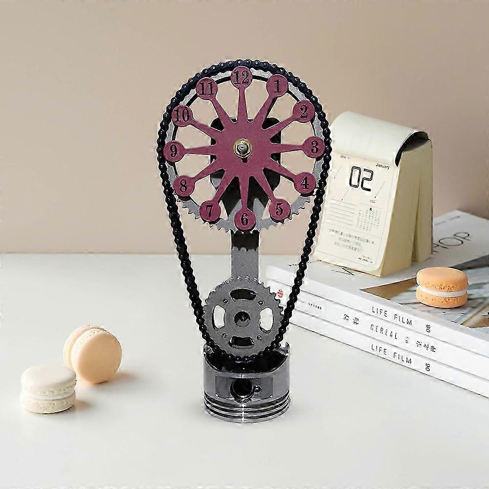 Electric Rotating Gear Clock Creative Desk Clock Vintage Clock Crafts Pendant Metal Chain Gear Clock for Home Dormitories Office