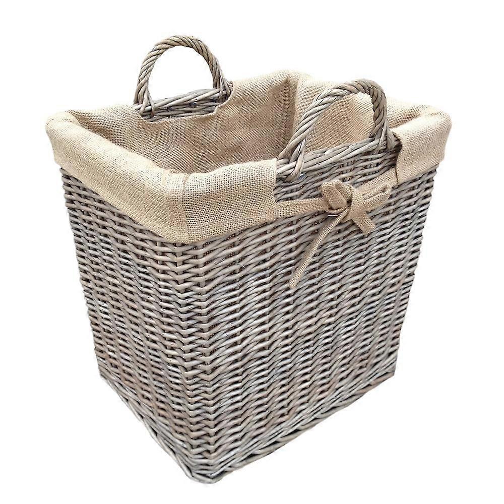 Wicker Rectangular Wicker Log Basket With Lining