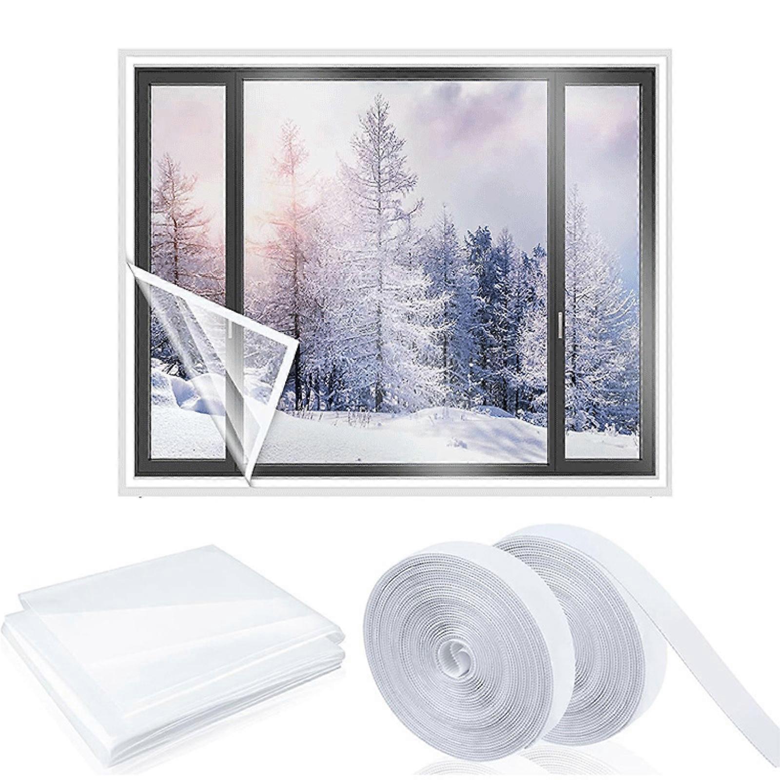 Insulating Shrink Film for Window 47x63in/63x63in/74x79in Indoor Window Shrink Film Kits for Sliding/Casements Window