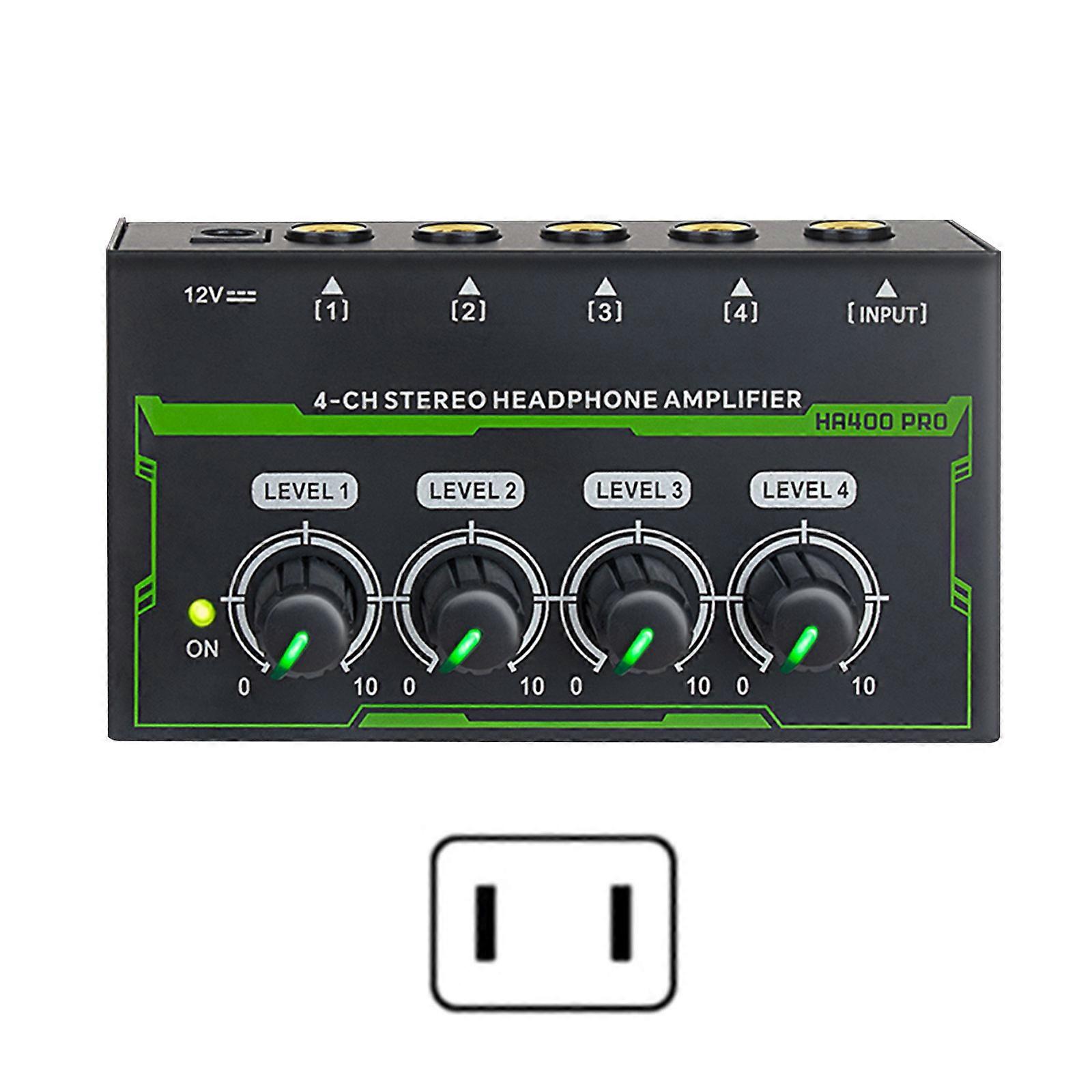 4 Channel Headphone Amplifier Stereo LED Amplifier Portable Headphone Splitter for Studio Stage US/EU Power Adapter