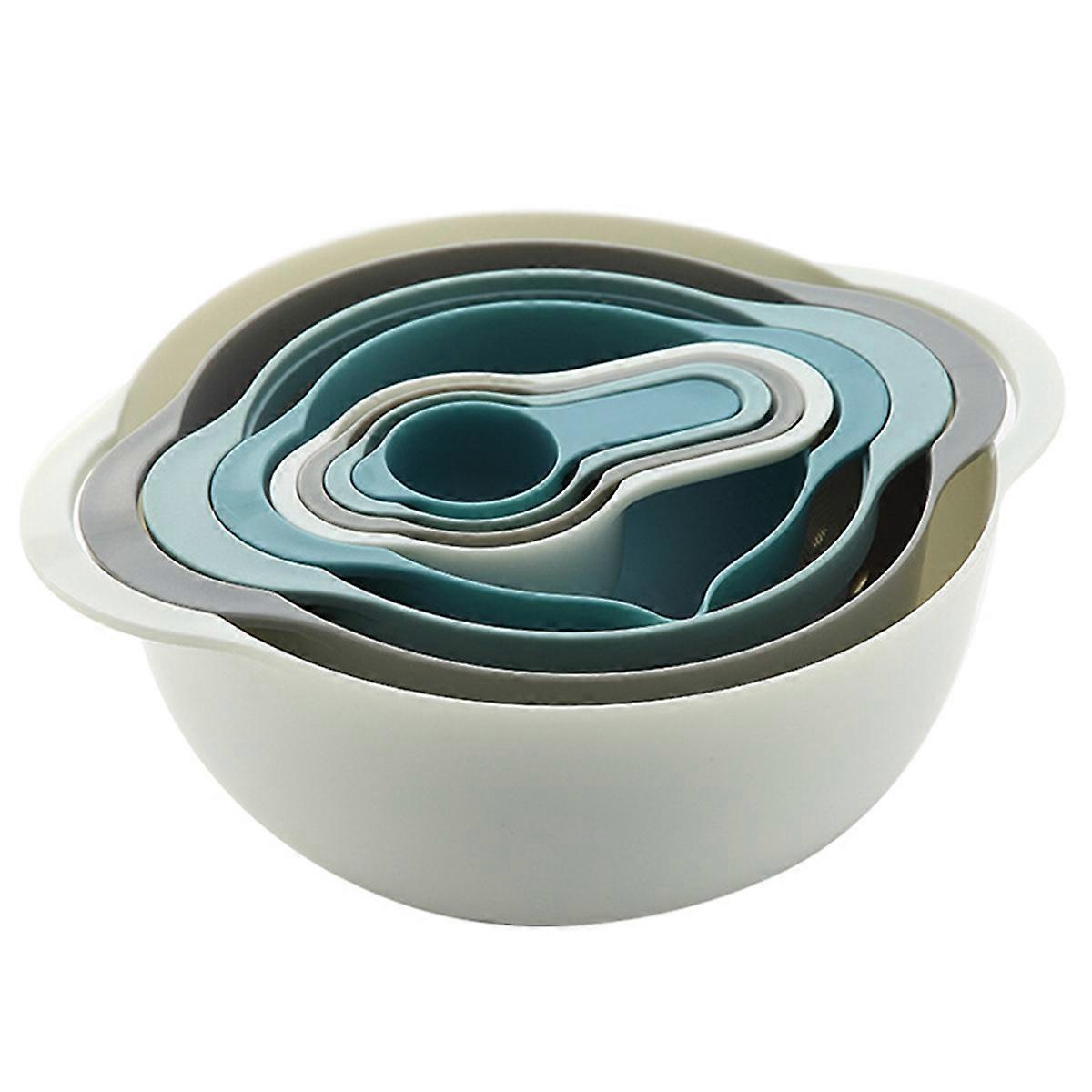 Multicolored Nesting Mixing Bowl Set, 8 Pcs Comprehensive Kitchen Tools, High-quality Construction, Includes Essential Baking Tools, Space-saving