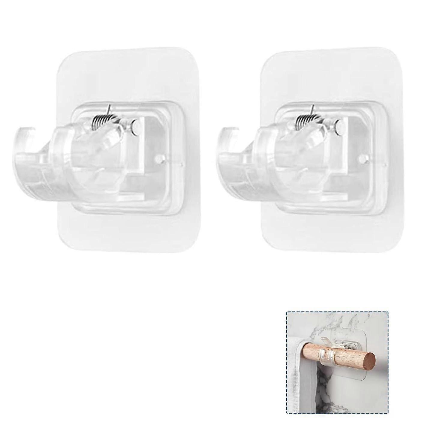Adjustable Curtain Rod Bracket, Universal Self Adhesive No Drill for Smooth Surface Application, Strong Adhesion Curtain Holders (8)