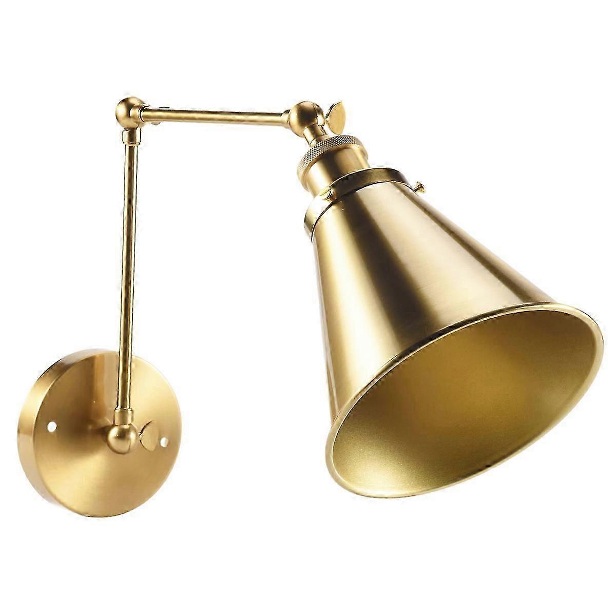 Industrial Wall Sconce Light Brass Cone Shade Wall Light with Adjustable Arm for Indoor Home Bar Wa