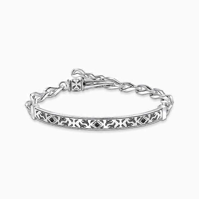 Sterling Silver Blackened Zirconia Patterned Bracelet A2146-643-21
